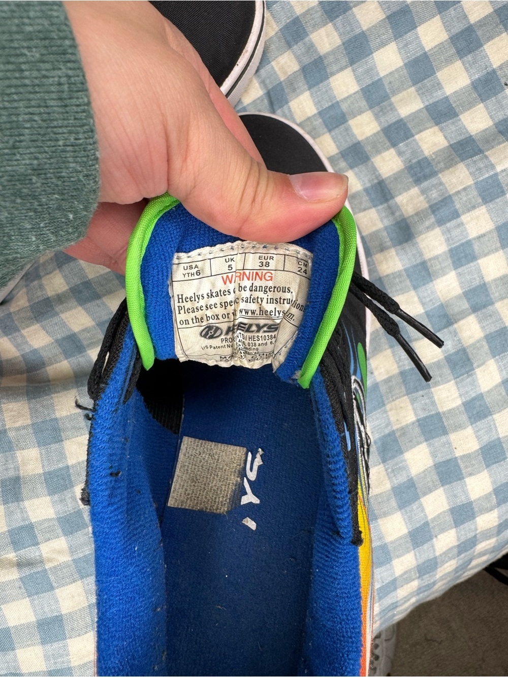 Heelys Black Skate Sneakers with Blue, Green & Yellow Flames - Picture 4 of 4